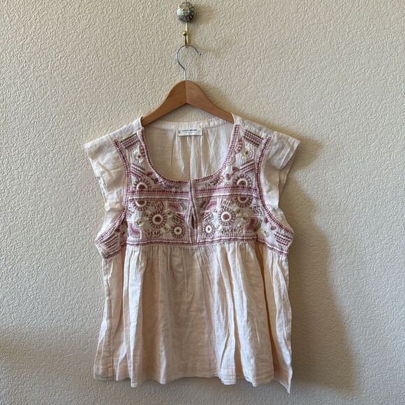 Lucky Brand Embroidered Flutter Sleeve Top medium - Picture 8 of 9